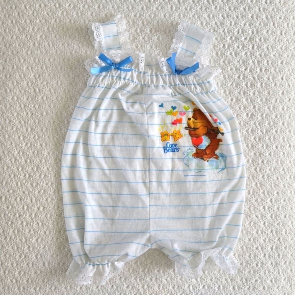 Vintage Bates Jane Care Bear Tank Lace Trim Romper Size 4